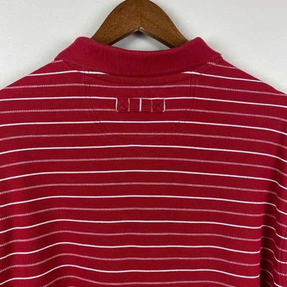 Duluth Trading Company Polo Shirt Large Mens Red Stripe Short Sleeve Longtail L - Picture 7 of 8
